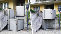 Vertical platform lift for outdoor use – bottom and top