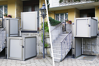 Plateforme élévatrice en haut et en bas