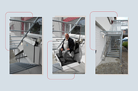 Restaurant accessible thanks to an inclined platform lift