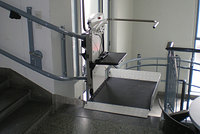 Platform lift inside curved – stairwell